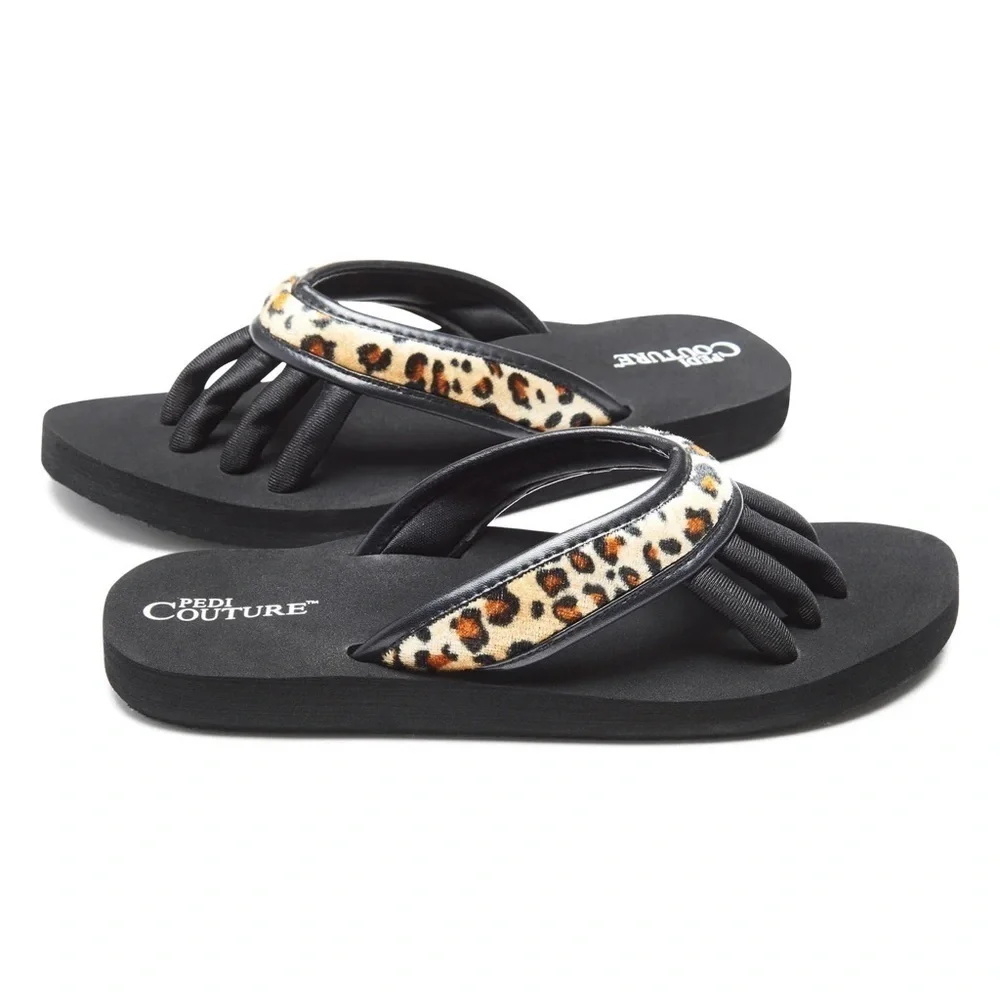 Pedi Couture leopard print pedicure sandals (S)